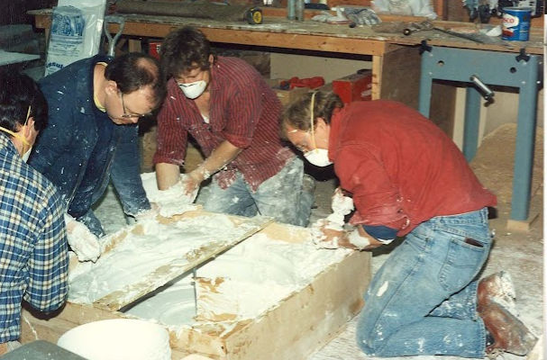 Casting column base molding at Montgomery Place